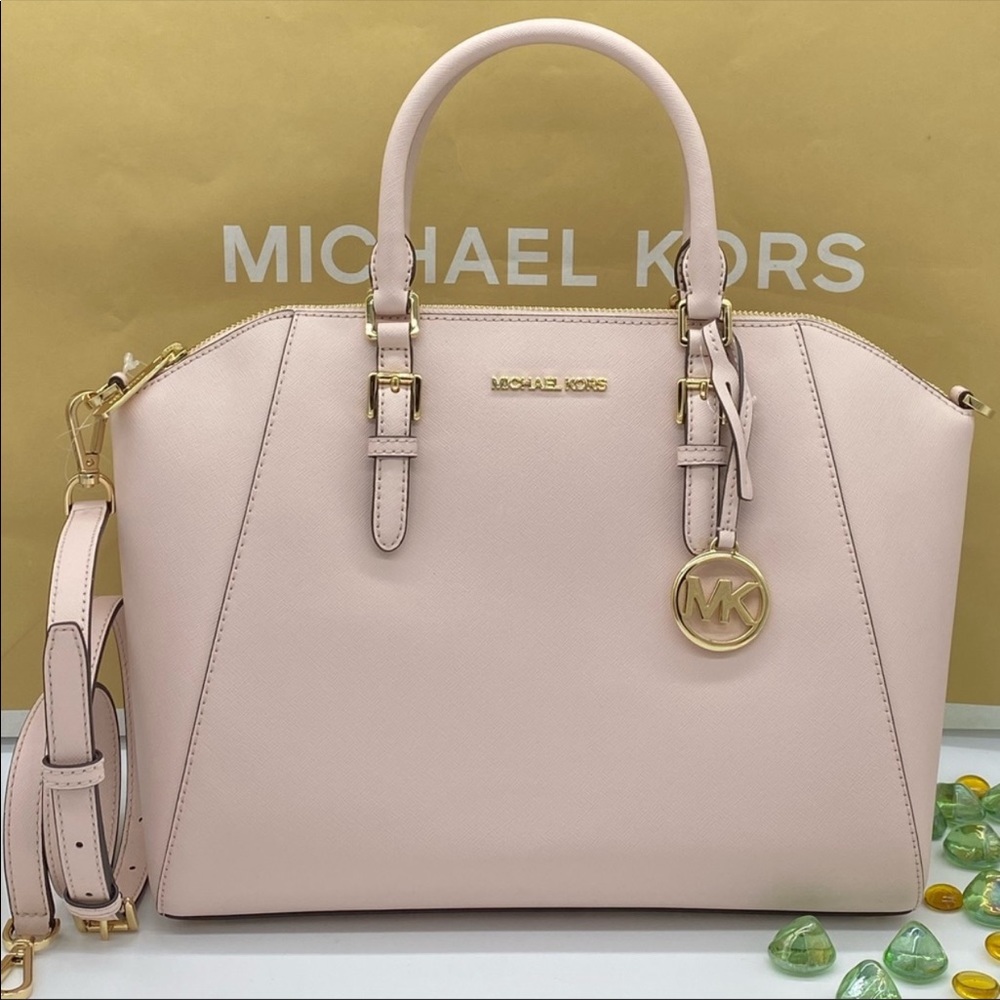 MICHAEL KORS CIARA LARGE TZ SATCHEL POWDER BLUSH - Picture 2 of 16